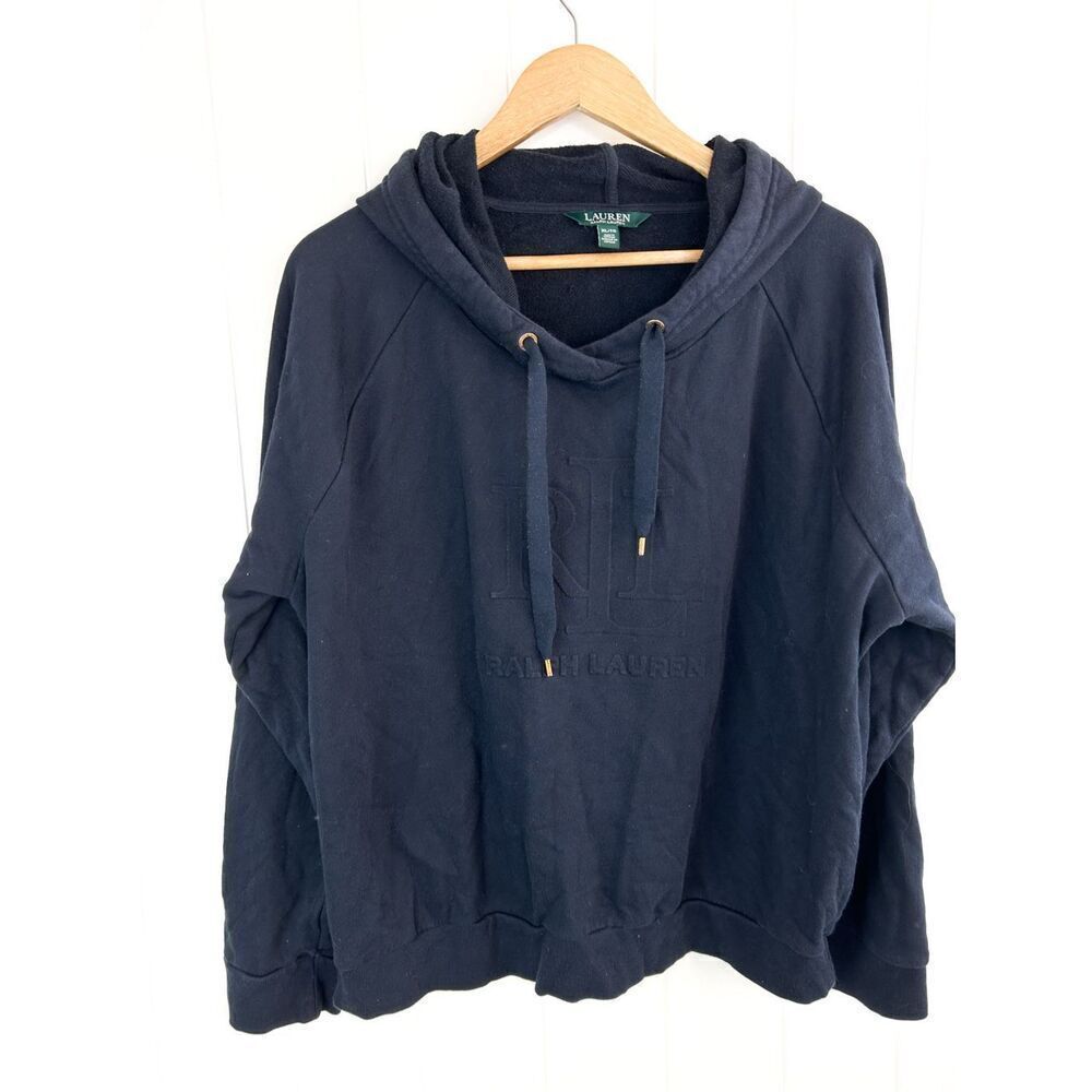 Lauren Ralph Lauren LRL Navy Blue Logo Hoodie Pullover Jacket XL